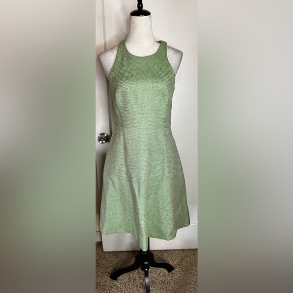 J.Crew Green Gingham Skater Cocktail Dress Racerback Sleeveless Circle Skirt - Picture 5 of 10